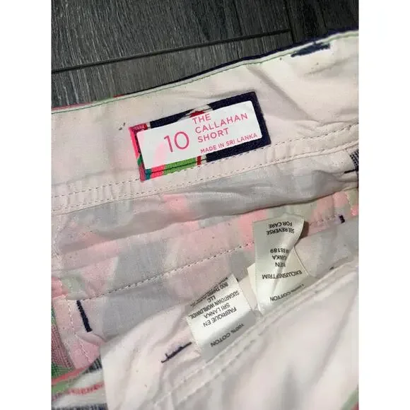 Lilly Pulitzer Print Callahan Shorts Navy Pink Green Tropical Size 10 A003140 - Picture 4 of 8